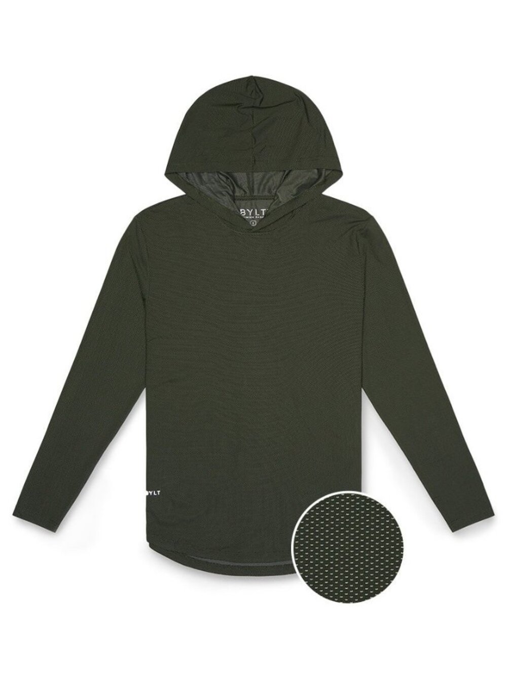 BYLT Premium Basics Mens Large Pulse Pullover Drop Cut Hoodie Dark Olive NEW